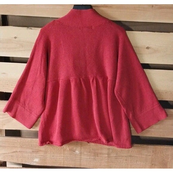 Banana Republic Brick Red Cardigan Womens Large Button 60s Style Flare Sweater - Picture 2 of 11